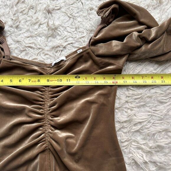 A.L.C. Chamberlain Ruched Long-Sleeve Square Neck Velvety Brown Top Size 10 NWOT - Picture 8 of 10